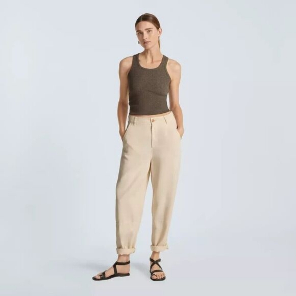Everlane The Relaxed Barrel Pant Tencel Lyocell Bone White Tapered Beach